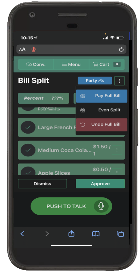 Web 08 Split Bills Info phone Xina AI speeds up the ordering process by using natural language processing for our voice ordering chatbot